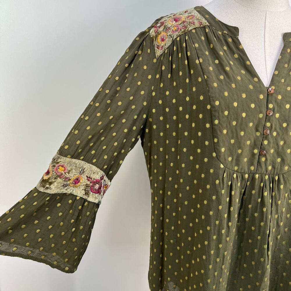 Chico's Green Peasant Top Whimsical Whimsygoth - Picture 6 of 10